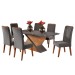 Mesa de Jantar 6 Lugares Stela com Vidro Mel/Cinza/Grafite - Viero Móveis