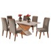 Mesa de Jantar 6 Lugares Stela com Vidro Mel/Off White/Pérola - Viero Móveis