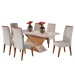 Mesa de Jantar 6 Lugares Stela com Vidro Mel/Marfim/Off White - Viero Móveis