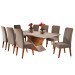 Mesa de Jantar 8 Lugares Easy com Vidro Mel/Perola/Off White - Viero Móveis