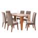 Mesa de Jantar 6 Lugares Sport com Vidro Mel/Perola/Off White - Viero Móveis