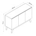 Balcão Buffet Ares Lux 3 Portas 2 Prateleiras Nature - Tebarrot