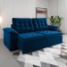 Sófa 4 Lugares Mozart Retrátil e Reclinável Azul - Vian