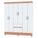 Guarda-Roupa Casal San Diego 6 Portas 2 Gavetas Branco/Camarim - Pnr Móveis