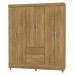 Guarda-Roupa Casal San Diego 6 Portas 2 Gavetas Nature - Pnr Móveis