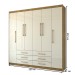 Guarda-Roupa Casal Ele e Ela 6 Portas 6 Gavetas 100% Mdf Nature/Champanhe - Pnr Móveis