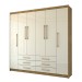 Guarda-Roupa Casal Ele e Ela 6 Portas 6 Gavetas 100% Mdf Nature/Champanhe - Pnr Móveis