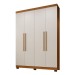 Guarda-Roupa Casal Bari 4 Portas 3 Gavetas Cinamomo/Off White - Pnr Móveis