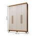 Guarda-Roupa Casal Bari 4 Portas 3 Gavetas Cinamomo/Off White - Pnr Móveis