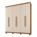 Guarda-Roupa Casal Viena 6 Portas 3 Gavetas Cinamomo/Off White - Pnr Móveis