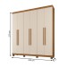 Guarda-Roupa Casal Viena 6 Portas 3 Gavetas Cinamomo/Off White - Pnr Móveis