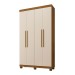 Guarda-Roupa Casal Viena 4 Portas 3 Gavetas Cinamomo/Off White - Pnr Móveis