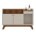 Balcão Buffet Lucca 2 Portas 1 Gaveta com Espelho Freijó/Off White - Linea Brasil