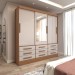Guarda-Roupa Casal Ferrara 3 Portas 9 Gavetas com Espelho Cinamomo/Off White - Panorama Móveis