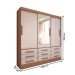 Guarda-Roupa Casal Ferrara 3 Portas 9 Gavetas com Espelho Cinamomo/Off White - Panorama Móveis