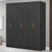 Guarda-Roupa Casal Holanda 6 Portas 2 Gavetas Preto - Maxel
