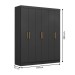 Guarda-Roupa Casal Holanda 6 Portas 2 Gavetas Preto - Maxel