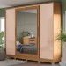 Guarda-Roupa Casal 4 Portas 4 Gavetas com Espelho Flex Canela/Macadamia - Kappesberg