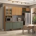 Cozinha Completa Itália 10 Portas 3 Gavetas com Vidro Reflecta Freijó/Verde - Panorama Móveis