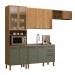 Cozinha Completa Itália 10 Portas 3 Gavetas com Vidro Reflecta Freijó/Verde - Panorama Móveis