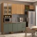 Cozinha Completa Itália 10 Portas 3 Gavetas com Vidro Reflecta Freijó/Verde - Panorama Móveis