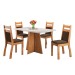 Mesa de Jantar 4 Lugares Dresden com Vidro Mel/Bombom/Off White - Panorama Móveis