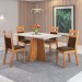 Mesa de Jantar 4 Lugares Dresden com Vidro Mel/Bombom/Off White - Panorama Móveis