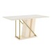 Mesa de Madeira Andy com Vidro Canto Reto Off White - Henn