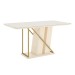 Mesa de Madeira Andy com Vidro Canto Arredondado Off White - Henn