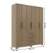 Guarda-Roupa Casal 6 Portas 3 Gavetas Wood - Decibal