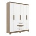 Guarda-Roupa Casal 6 Portas 3 Gavetas Wood/Branco - Decibal