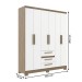 Guarda-Roupa Casal 6 Portas 3 Gavetas Wood/Branco - Decibal