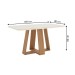Mesa de Madeira Lins com Vidro Canto Arredondado Nature/Off White Sc92 - Henn