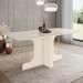 Mesa de Madeira Mavi com Vidro Canto Arredondado Off White Sc106 - Henn