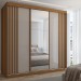 Guarda-Roupa Casal Lorient 3 Portas 4 Gavetas com Espelho 100% Mdf Cinamomo/Off White - Panorama Móveis