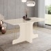 Mesa de Madeira Mavi com Vidro Off White Sc104 - Henn