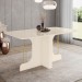 Mesa de Madeira Mavi com Vidro Canto Arredondado Off White - Henn