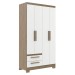 Guarda-Roupa Solteiro 4 Portas 2 Gavetas Wood/Branco - Decibal
