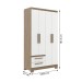 Guarda-Roupa Solteiro 4 Portas 2 Gavetas Wood/Branco - Decibal