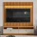 Estante para TV Até 75 Polegadas Ouro Preto 2 Gavetas com Led 180 Cm Nature/Off White - Linea Brasil