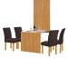 Mesa de Jantar 4 Lugares Bella Canela com Vidro Ripado Cinamomo/Off White/Marrom - Cel Móveis
