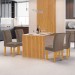 Mesa de Jantar 4 Lugares Bella Canela com Vidro Ripado Cinamomo/Off White/Bege Escuro - Cel Móveis