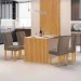 Mesa de Jantar 4 Lugares Bella Canela com Vidro Ripado Cinamomo/Off White/Bege Escuro - Cel Móveis
