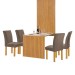 Mesa de Jantar 4 Lugares Bella Canela com Vidro Ripado Cinamomo/Off White/Bege Escuro - Cel Móveis