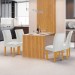 Mesa de Jantar 4 Lugares Bella Canela com Vidro Ripado Cinamomo/Off White/Boucle Gelo - Cel Móveis