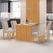 Mesa de Jantar 4 Lugares Bella Canela com Vidro Ripado Cinamomo/Off White/Boucle Bege - Cel Móveis