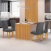 Mesa de Jantar 4 Lugares Bella Canela com Vidro Ripado Cinamomo/Off White/Boucle Cinza - Cel Móveis