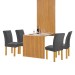 Mesa de Jantar 4 Lugares Bella Canela com Vidro Ripado Cinamomo/Off White/Boucle Cinza - Cel Móveis