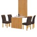 Mesa de Jantar 4 Lugares Bella Arizona com Vidro Ripado Cinamomo/Off White/Marrom - Cel Móveis