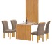 Mesa de Jantar 4 Lugares Bella Arizona com Vidro Ripado Cinamomo/Off White/Bege Escuro - Cel Móveis